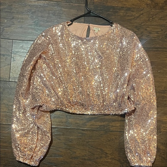 En Creme Dresses & Skirts - En Creme Shimmering  blouser Pink Sequin Top the color  like peach light color